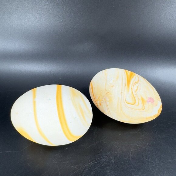 Vintage Nemadji Pottery Hand Made Ceramic Swirl Egg Shaped Figurine Set 2 USA - Picture 14 of 14